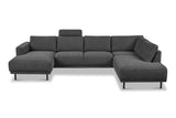 Modern U-Shape Corner Sofa Right Antracite Fabric Aniko 310x197x78 cm 