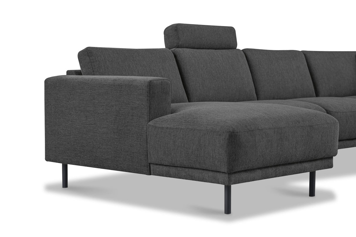 Modern U-Shape Corner Sofa Right Antracite Fabric Aniko 310x197x78 cm 