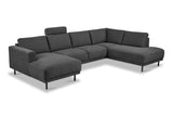 Modern U-Shape Corner Sofa Right Antracite Fabric Aniko 310x197x78 cm 