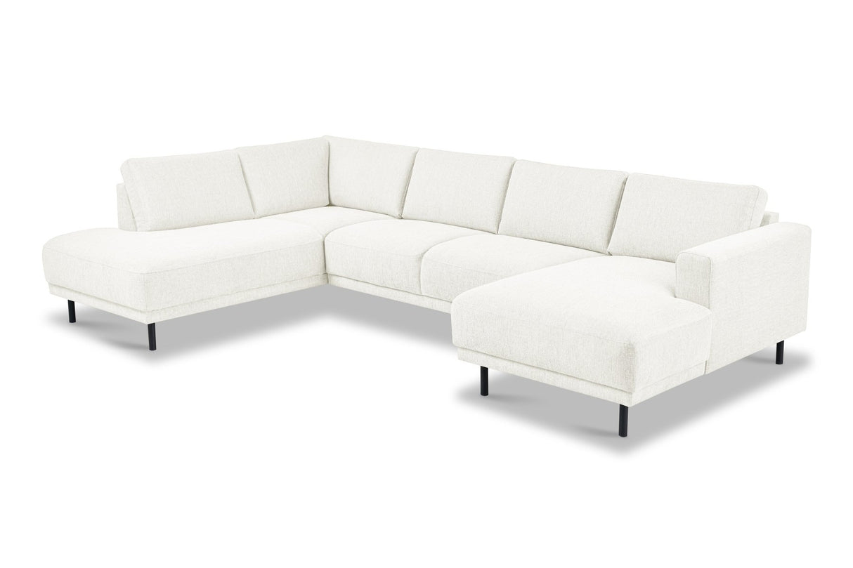 Modern U-Shape Corner Sofa Right Beige Fabric Aniko 310x197x78 cm 