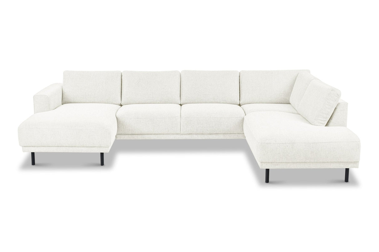 Modern U-Shape Corner Sofa Right Beige Fabric Aniko 310x197x78 cm 