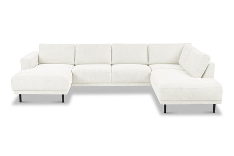 Modern U-Shape Corner Sofa Right Beige Fabric Aniko 310x197x78 cm 