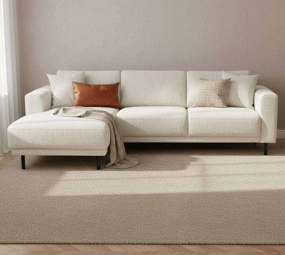 Modern Corner Sofa Left Beige Fabric Aniko with Chaise Lounge 238x142x78 cm 