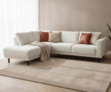 Modern 3-seater Corner Sofa Left Beige Fabric Aniko with Lounger 240x197x78 cm 