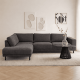 Modern 3-seater Corner Sofa Left Anthracite Fabric Aniko with Lounger 240x197x78 cm 