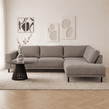 Modern 3-seater Corner Sofa Right Taupe Fabric Aniko with Lounger 240x197x78 cm 