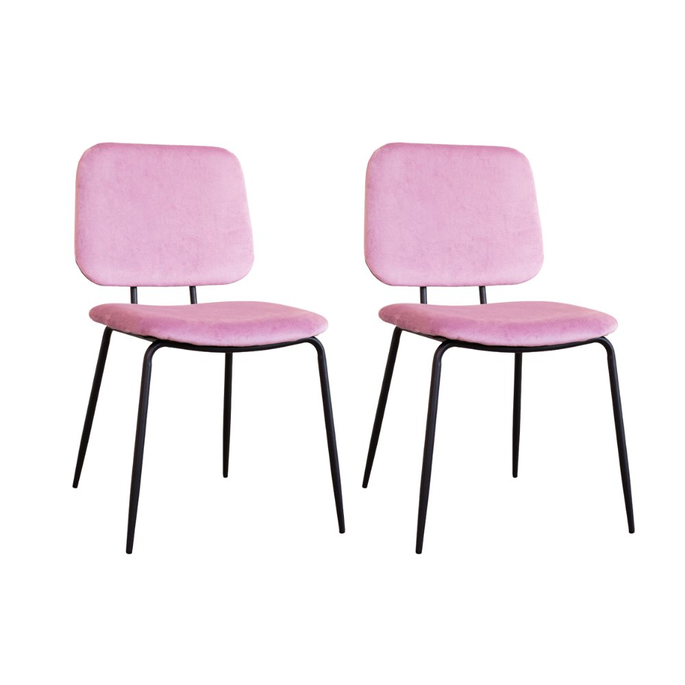 Set of 2 Jerry Velvet Dining Chairs Pink