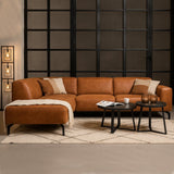 Corner sofa cognac ruboost eco leather Barin - left 