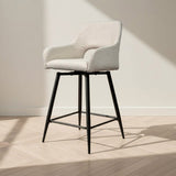 Swivel Bar Stool Beige Fabric Skye - Seat Height 67 cm - With Armrests