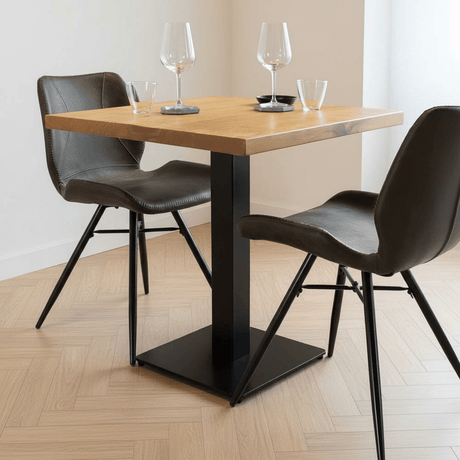 Bistro table Mango wood Square atmospheric photo in a modern interior