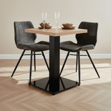 Bistro table Robin square melamine rustic oak atmospheric photo in a modern interior