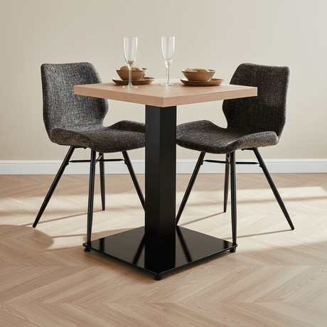 Bistro table Robin square melamine rustic oak atmospheric photo in a modern interior