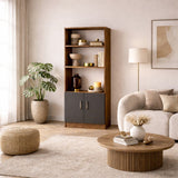 Bookcase Aventur Walnut Anthracite Melamine 63.6x140x37.6 cm