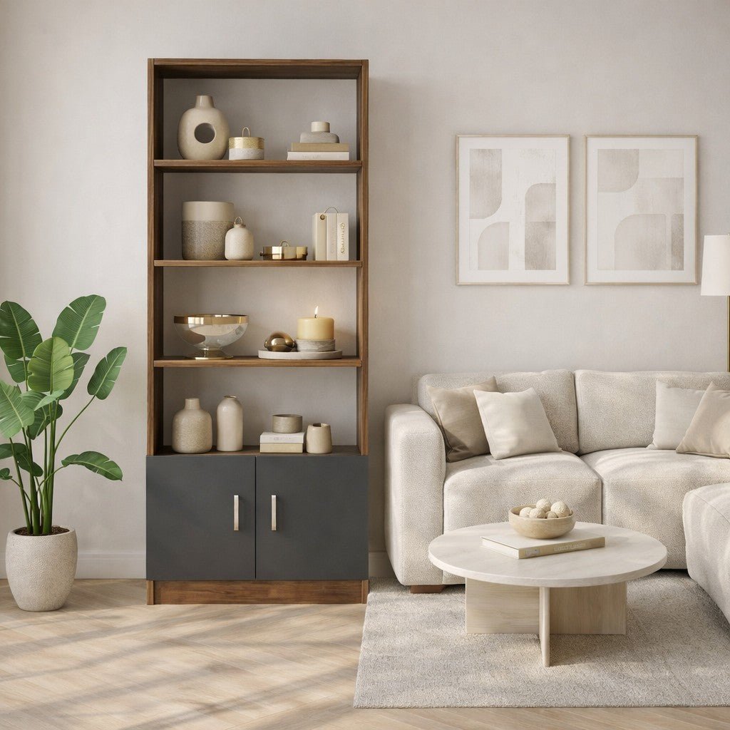 Bookcase Aventur Walnut Anthracite Melamine 63.6x140x37.6 cm