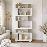 Bookcase block white walnut melamine 60x165x19.5 cm