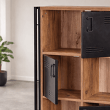 Industrial cabinet pine wood melamine black metal Cosmo 89x127x35 cm