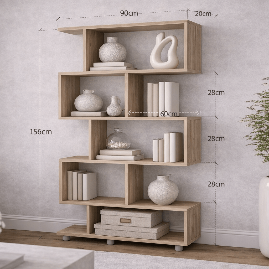 Bookcase Elif Oak Melamine 90x156x20 cm