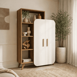 Scandinavian bookcase walnut white melamine Form 90x132x32 cm