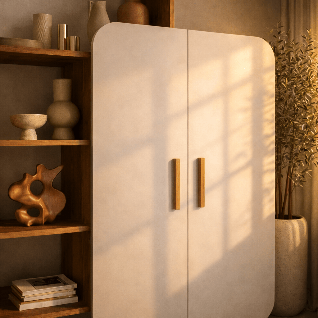 Scandinavian bookcase walnut white melamine Form 90x132x32 cm