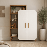 Scandinavian bookcase walnut white melamine Form 90x132x32 cm