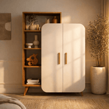 Scandinavian bookcase walnut white melamine Form 90x132x32 cm