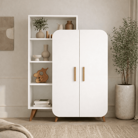 Scandinavian bookcase white melamine Form 90x132x32 cm