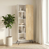 Boekenkasten - Boekenkast Jedda Wit Eik Melamine 79x190x32 cm - Dimehouse