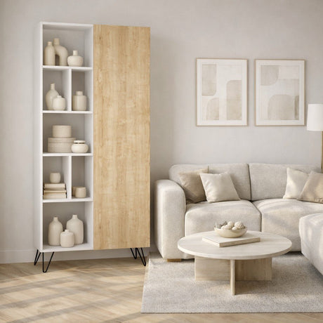 Bookcase Jedda white oak melamine 79x190x32 cm