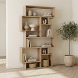 Asymmetric bookcase oak look melamine Karmato 96x168.5x25.5 cm
