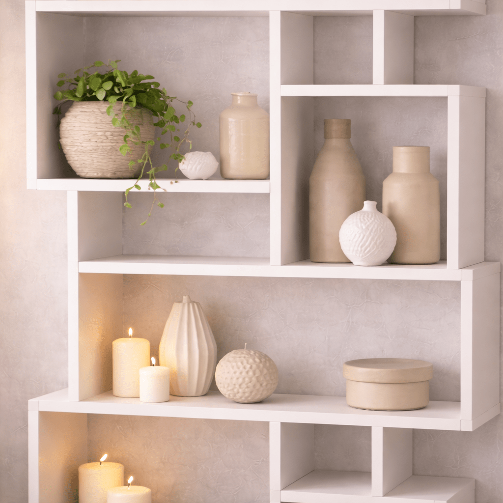 Asymmetric bookcase white melamine Karmato 96x168.5x25.5 cm