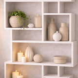 Asymmetric bookcase white melamine Karmato 96x168.5x25.5 cm