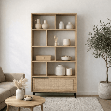 Bookcase cosmos walnut oak melamine 83.9x175.6x29.5 cm