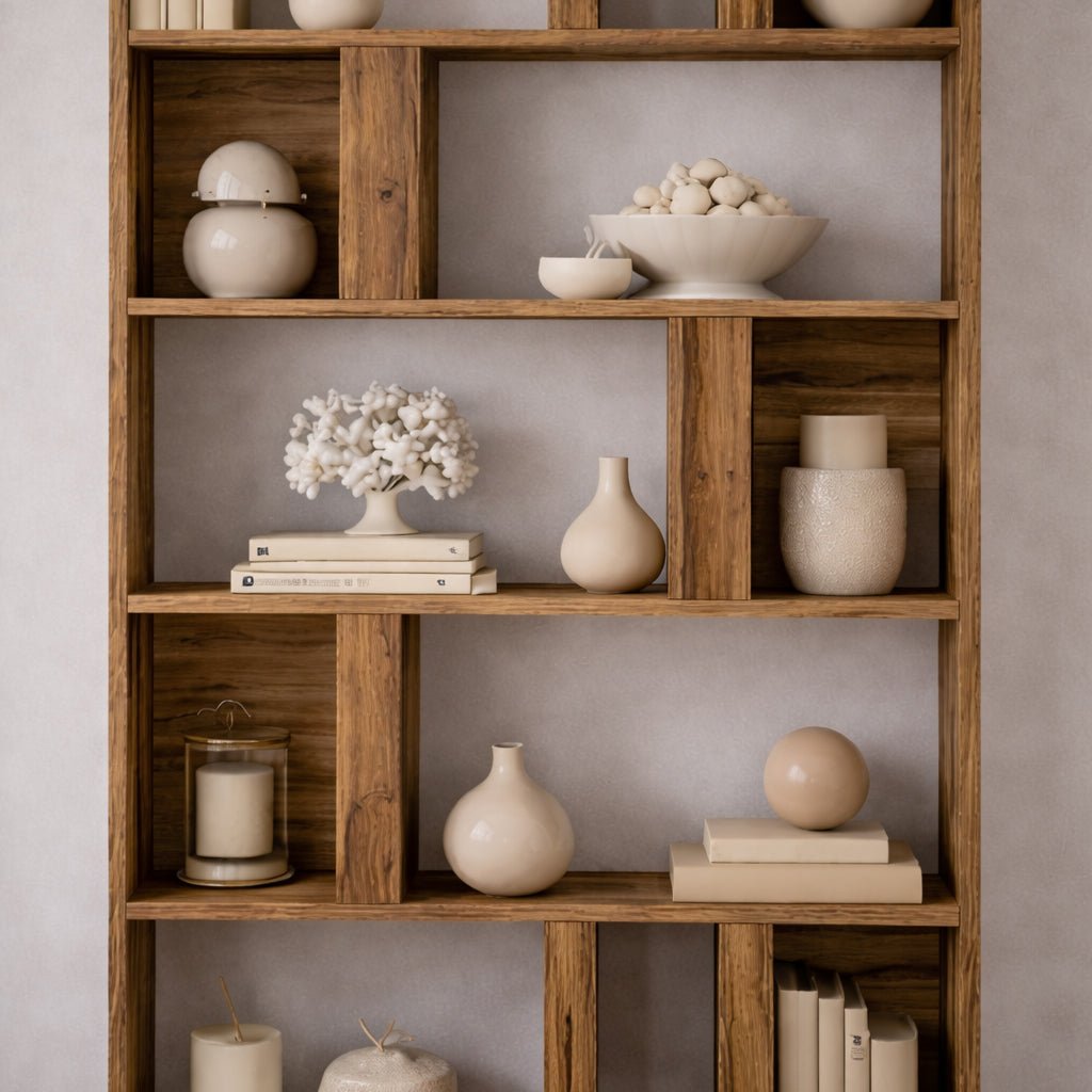 Asymmetrical bookcase walnut melamine Lima 90x180x20 cm