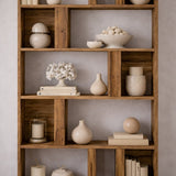 Asymmetrical bookcase walnut melamine Lima 90x180x20 cm