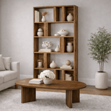 Asymmetrical bookcase walnut melamine Lima 90x180x20 cm