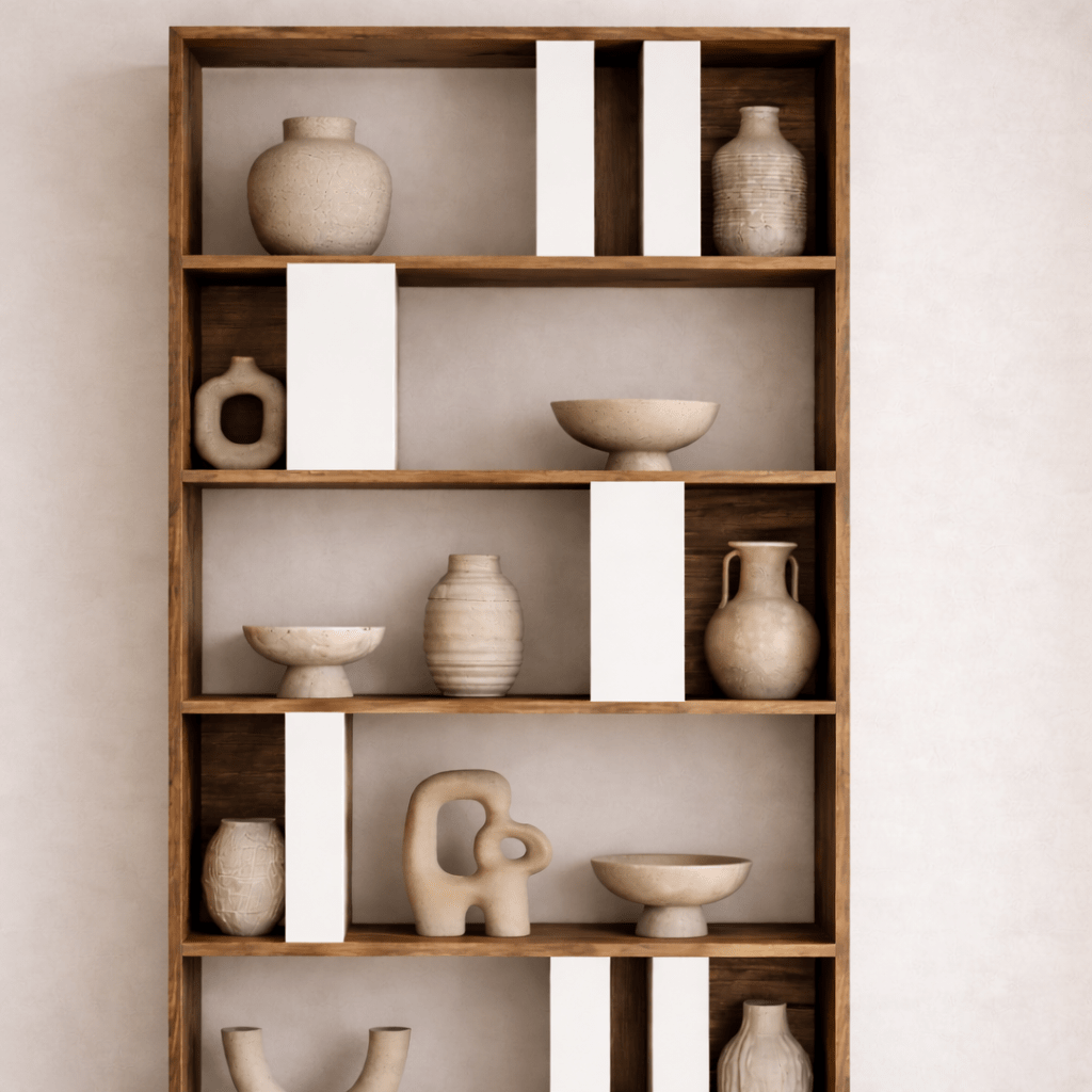 Asymmetric bookcase white walnut melamine Lima 90x180x20 cm