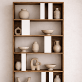 Asymmetric bookcase white walnut melamine Lima 90x180x20 cm