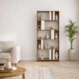 Asymmetric bookcase white walnut melamine Lima 90x180x20 cm