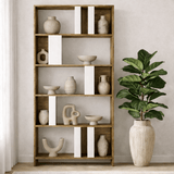 Asymmetric bookcase white walnut melamine Lima 90x180x20 cm
