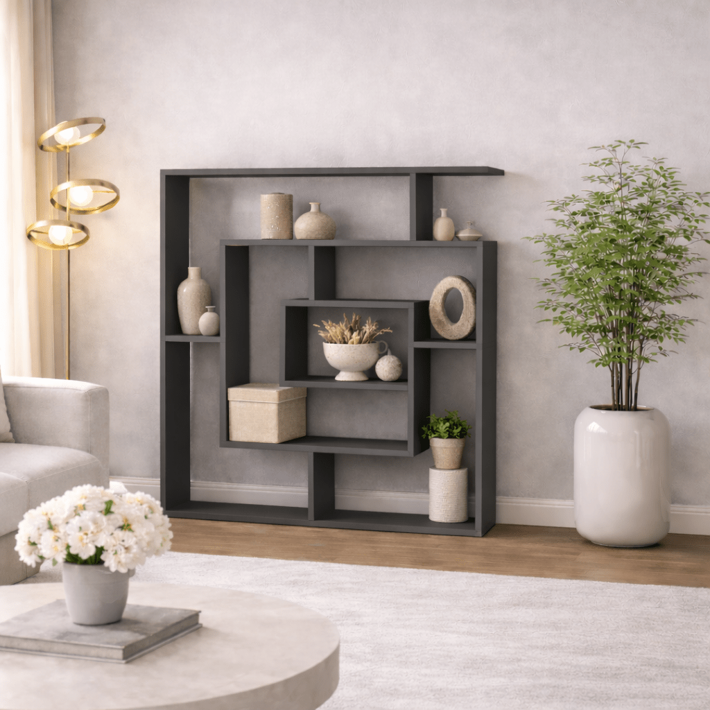 Bookcase Maze Anthracite Melamine 125x129x22 cm