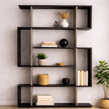 Bookcase Mito Anthracite Brown Melamine 110x161x25.5 cm