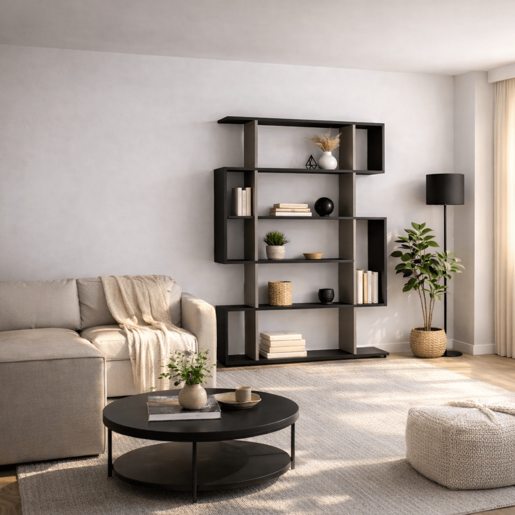 Bookcase Mito Anthracite Brown Melamine 110x161x25.5 cm