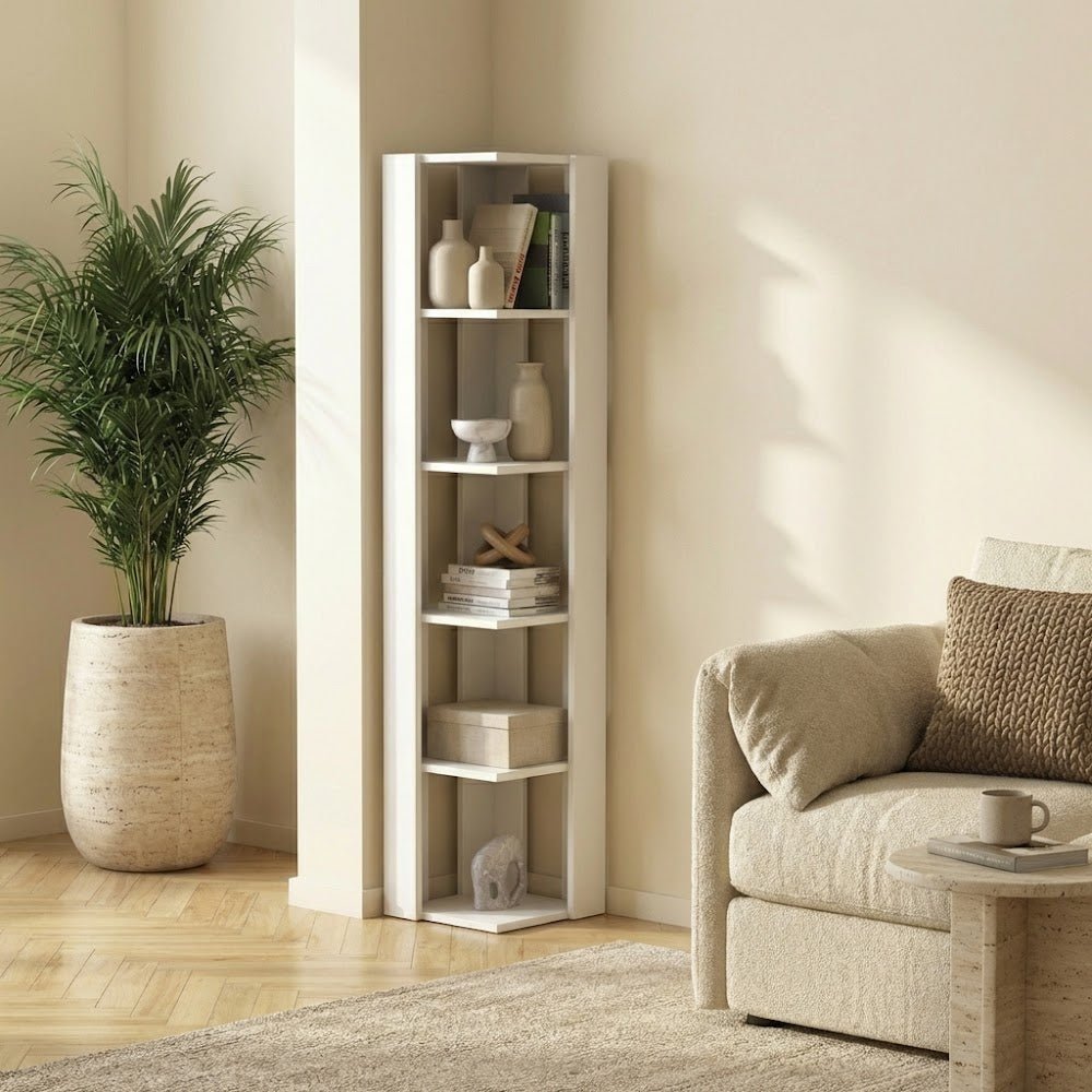 Bookcase Nati White Melamine 34X161X34 CM
