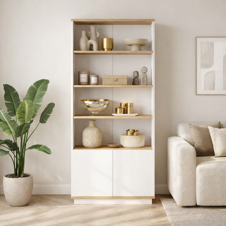 Bookcase Nautica Atlantic Pine Wit Melamine 75x168.3x26.8 cm