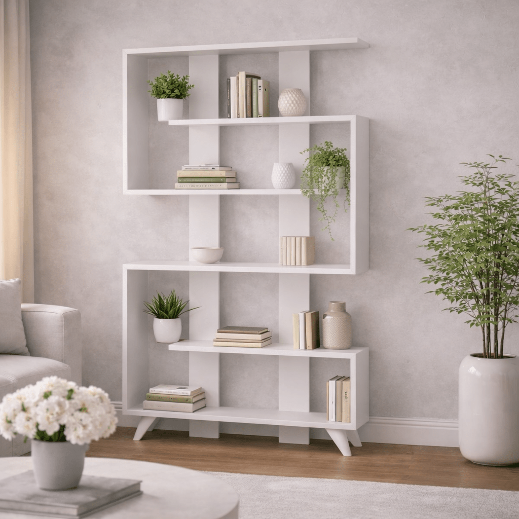 Bookcase Rain White Melamine 120x162x20 cm