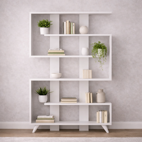 Bookcase Rain White Melamine 120x162x20 cm