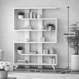 Bookcase Rain White Walnut Melamine 120x162x20 cm