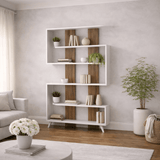 Bookcase Rain White Walnut Melamine 120x162x20 cm