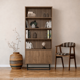 Bookcase walnut melamine Rea 80x182x36 cm