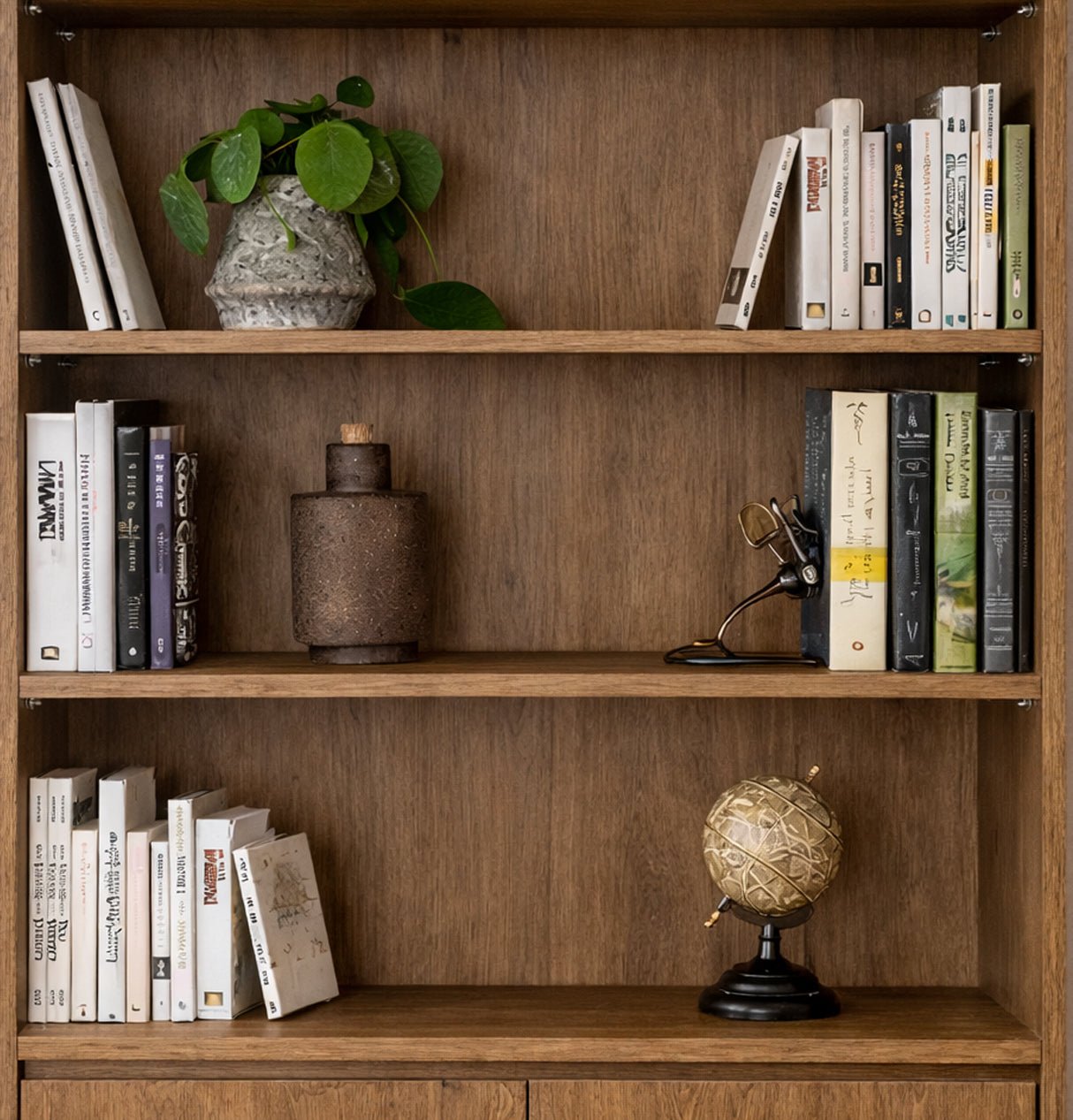 Bookcase walnut melamine Rea 80x182x36 cm